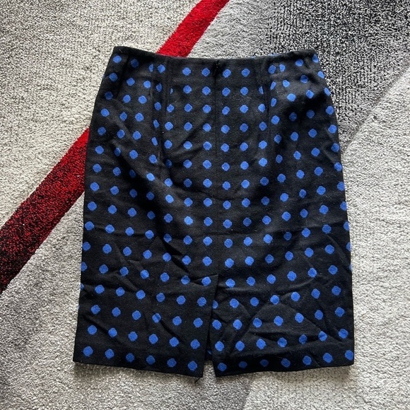 Talbots Black Blue Polka Dot Wool Pencil Skirt - Picture 4 of 4